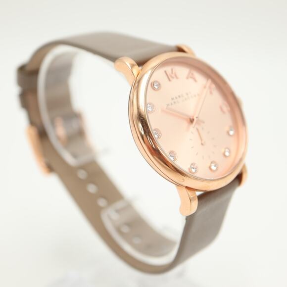 Marc By Marc Jacobs Baker 37mm Watch Rose Gold Tone Leather Strap w New Battery - Picture 9 of 14